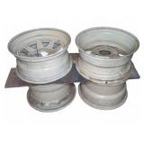 Four White Steel 5-Lug Truck Wheels 16'