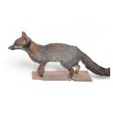 Taxidermy Gray Fox Mounted on Wooden Base