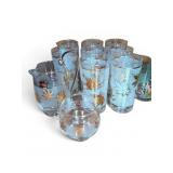 Glassware Sets With Leaf and Wildlife Motifs