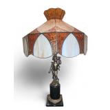 Stained Glass Lamp With Cherub Figural Base
