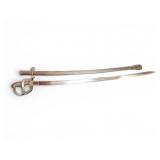 Steel Cavalry Saber With Guard and Scabbard