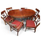 Wood Oval Dining Table W/ 6 Armchairs