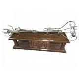 Dark-Stained Wood Coffee Table with Coat Tree