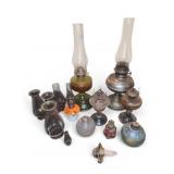 Glass and Metal Kerosene Oil Lamps