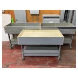 (3) Rolling Wood Display Carts