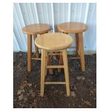 Three Wood Bar Stools