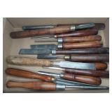 13 Wood Handle Lathe Chisels and Gouges