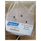 (2) Norton 6" 80 Grit 6-Hole Sanding Discs 25 Pac