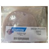 (2) Norton Mesh Power 320 Grit 5" 10 Ct per Pack