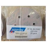 (3) Norton 6" 220 Grit Sanding Discs 25 Pack