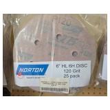 (2) Norton 6" 6H HL 120 Grit Sanding Disc 25 Pack