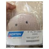 (2) Norton 5" 5H Disc 220 Grit Hook & Loop 25pk