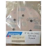 Norton 6" 320 Grit 6 Hole Sanding Discs 5 Pack