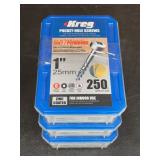 (3) Kreg Pocket-Hole Screws 1 Inch 250 Count