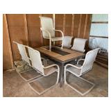 Patio Dining Set With Six Sling Chairs