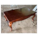 Wood Coffee Table with Carved Floral Apron