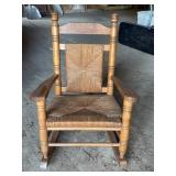 Wood and Woven Seat Rocking Chair 22x21x29 Inches
