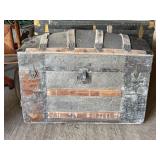 Large Dome Top Wood and Metal Trunk 32x18x24 in