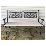 Leisure Ways 50' Cast Iron And Wood Patio Bench
