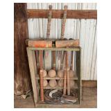 Wood Croquet Set With Mallets Balls And Stakes