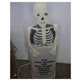 Plastic Skeleton Tombstone Lighted Halloween Decor