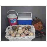 Baseball Lot: Rawlings and Cooper Gloves, Balls
