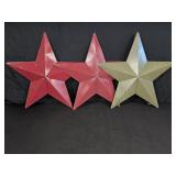 3 Metal Barn Stars Red and Green