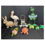 Garden Animal Figurines and Welcome Sign