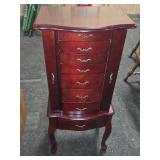 Wood Jewelry Armoire With Mirror and Drawers