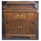 Oak Washstand With Drawer and Cabinet Doors