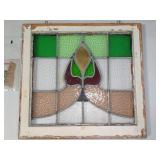 Vintage Stained Glass Window With Geometric Motif