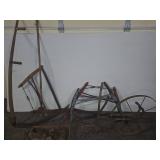 Antique Farm Tools Saws Wheel Plow