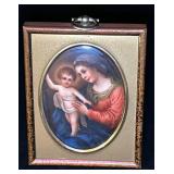 Miniature Madonna and Child Porcelain Plaque