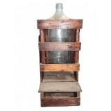 Glass Carboy In Wood Crate Dispenser