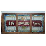 Stained Glass "18 Bowling Lanes" Panel Sign