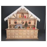 Wooden Advent Calendar House With Figurines
