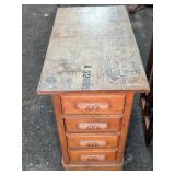 Wood Cabinet With 4 Drawers And Decorative Top