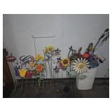 Metal Garden Stakes Including Flowers