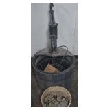 Hand Water Pump with Barrel and Decorative Stones