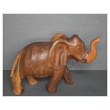 Hand-Carved Wooden Elephant Sculpture Figurine
