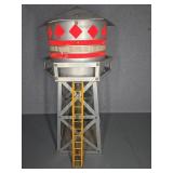 Tin Model Water Tower with Red Diamond Motif