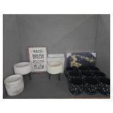 Home Decor Lot With Planters, Mugs, Art, Wall