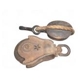 Antique Wood and Iron Pulleys