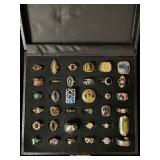 36 Costume Rings in Case