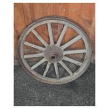 Wood And Metal Wagon Wheel With Iron Hub