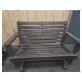 Wooden Slat Glider Bench with Armrests
