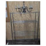 Metal Wire Shelving Rack With 5-Light Chandelier