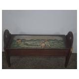 Wooden Bench With Hand-Painted Country Scene