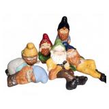 6 Painted Ceramic Garden Gnome Figurines