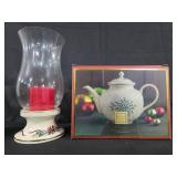 Lenox Holiday Teapot and Hurricane Candle Holder